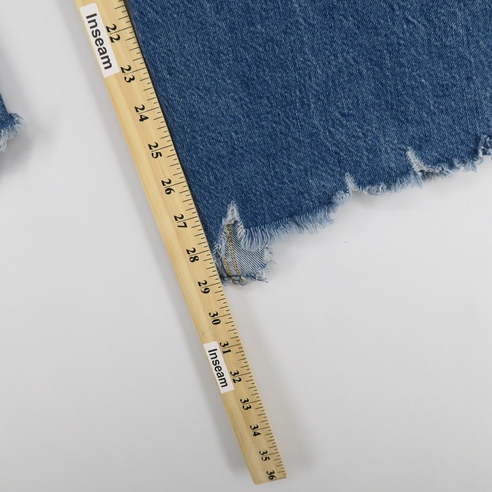We The Free Straight Up Baggy Jeans Womens 30 Blue Wide Leg High Rise Raw Hem - Picture 7 of 11